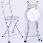 Folding Stool, Stainless Steel Bar Chair, Portable Collapsible Round Breakfast Bar Stool, Durable and Sturdy Portable Fold Up Stool for Outdoor Indoor Kitchen Dining Room