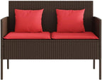 Brown Poly Rattan Outdoor Storage Bench with Cushion, PE Rattan Patio Seating with Waterproof Storage Bag and Gas Spring Lid