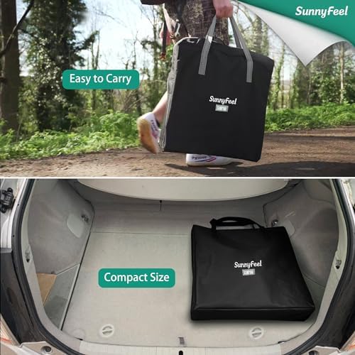 SUNNYFEEL Oversized Directors Camping Chair for Adults with Side Table | Padded Portable Folding Camp Chair Support 300LBS with Cup Holder, Side Pocket & Carry Bag, Black for Camping, RV, Lawn, Fish