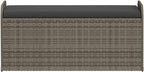 Poly Rattan Patio Storage Bench with Cushion, 45.3 Inch Outdoor Seat with Waterproof Bag and Gas Spring, Gray