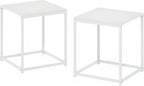 Furinno CAMNUS Side Table Set of 2, Metal Frame End Table, Night Stand, Bedside Table, Easy Assembly, for Living Room, Bedroom, White