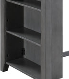 Lilola Home Graham 3-Piece Gray Finish Small Space Counter Height Dining Set with USB Charging Ports, Storage Shelves, and 2 Upholstered Chairs — Space-Saving Table & Chair Set for Apartments