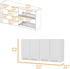 Burlingame Kitchen Island and Wall Cabinet Set - White & Walnut MDF