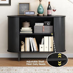 Buffet Cabinet with Storage, Fluted Sideboard Buffet with Sliding Door, Coffee Bar Cabinet with Adjustable Shelf, Console Table, Accent Table for Entryway, Kitchen (Black, 40 Inch)