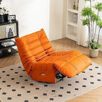 Electric Power Recliner Chair with 360° Swivel, USB Charging Ports, Footrest, and Side Pocket, Upholstered Glider for Living Room(Orange)
