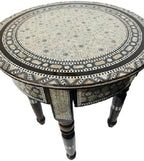 Morrocan Table Design Mother of Pearl Inlaid,Arabic Side Corner cofee Table for Living Room (Round Star)