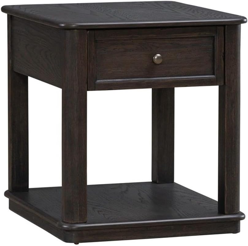 Pemberly Row 3 Piece Table Set, Rubberwood and Oak Veneers, Aged Oak Finish, Includes Cocktail Table with Lift Tops and Casters, 2 End Tables with Drawers, Antique Pewter Knobs, Living Room Furniture
