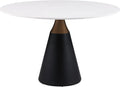 Furniture of America Sonya Modern Round Dining Table with Removable Fabric Game Surface Mat, Metal Tulip Base and Faux Marble Stone Top, Easy Assembly for Home, Kitchen and Living Room, Black