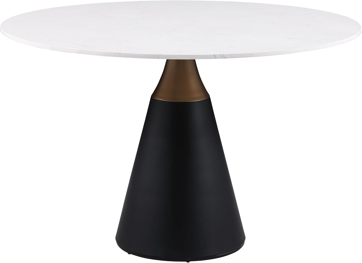 Furniture of America Sonya Modern Round Dining Table with Removable Fabric Game Surface Mat, Metal Tulip Base and Faux Marble Stone Top, Easy Assembly for Home, Kitchen and Living Room, Black