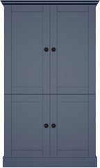 71" H Large Kitchen Pantry with 4 Doors, Freestanding Buffet with 3 Drawers, 6 Door Shelves and 6 Wine Racks, Wooden Storage Cabinet with Adjustable Shelves for Kitchen, Dining Room, Blue