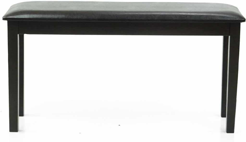 Dining Kitchen Solid Wooden Stained Bench Padded Seat Espresso Black Finish