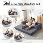 79" Convertible Sofa Bed, Couch for Living Room (Dark Gray) | Corduroy Loveseat Sleeper Sofa, Modular Futon Couch Bed with 2 pillow, Pull Out Couch No Assembly