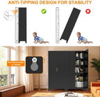 5-Tier Metal Pantry Cabinet, 71" Tall Storage Cabinet with Arched Doors & Adjustable Shelves, Steel Freestanding Utility Cupboard, Black