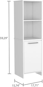 Eiffel Kitchen Pantry with Two External Shelves & Two Interior Storage, Single Door Cabinet, White