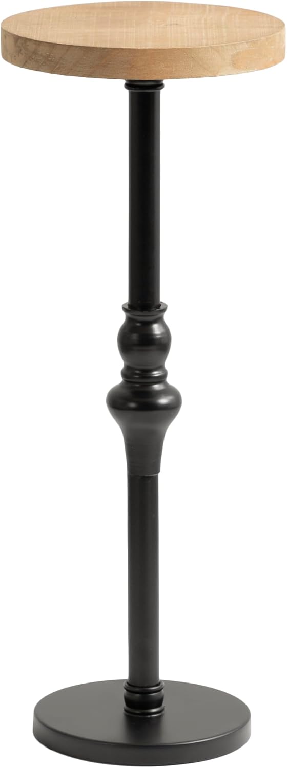 Kate and Laurel Stratton Round Pedestal Drink Table; 9 x 9 x 22; Hazelnut Brown and Black; Decorative Mini Table for Use as Indoor Plant Stand or Cute Martini Table