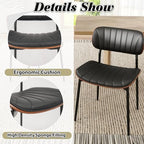 HENGJIANYI Bentwood Dining Chairs Set of 2, Modern PU Leather Dining Room Chairs with Metal Legs, Mid Century Upholstered Kitchen Chairs with Curved Back and Seat, Black