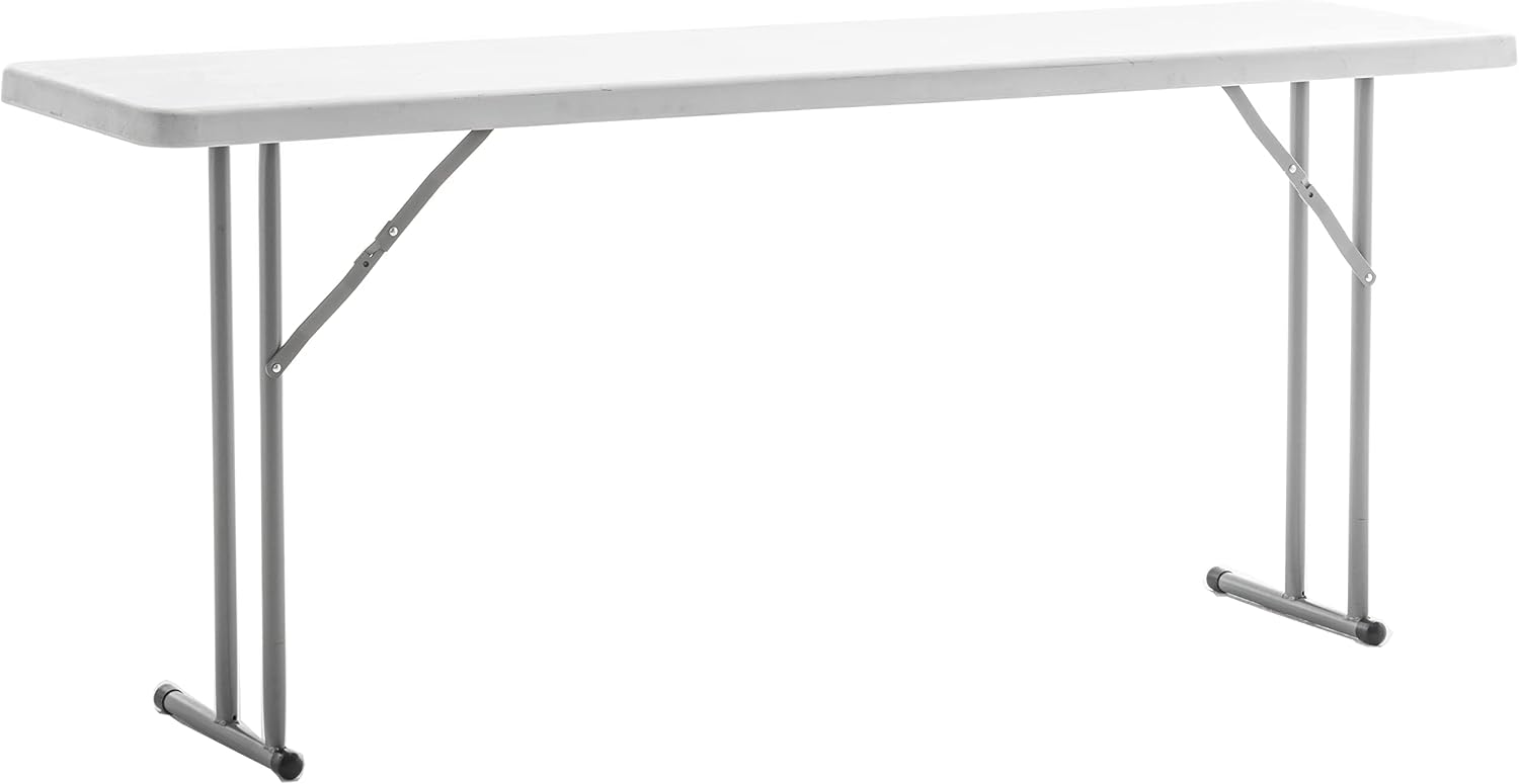 BTExpert 5-Foot Narrow Plastic Folding Training Table, 60” x 18” Portable Commercial Seminar Table, 29” Height, White, Lightweight Indoor Outdoor Event Utility Table