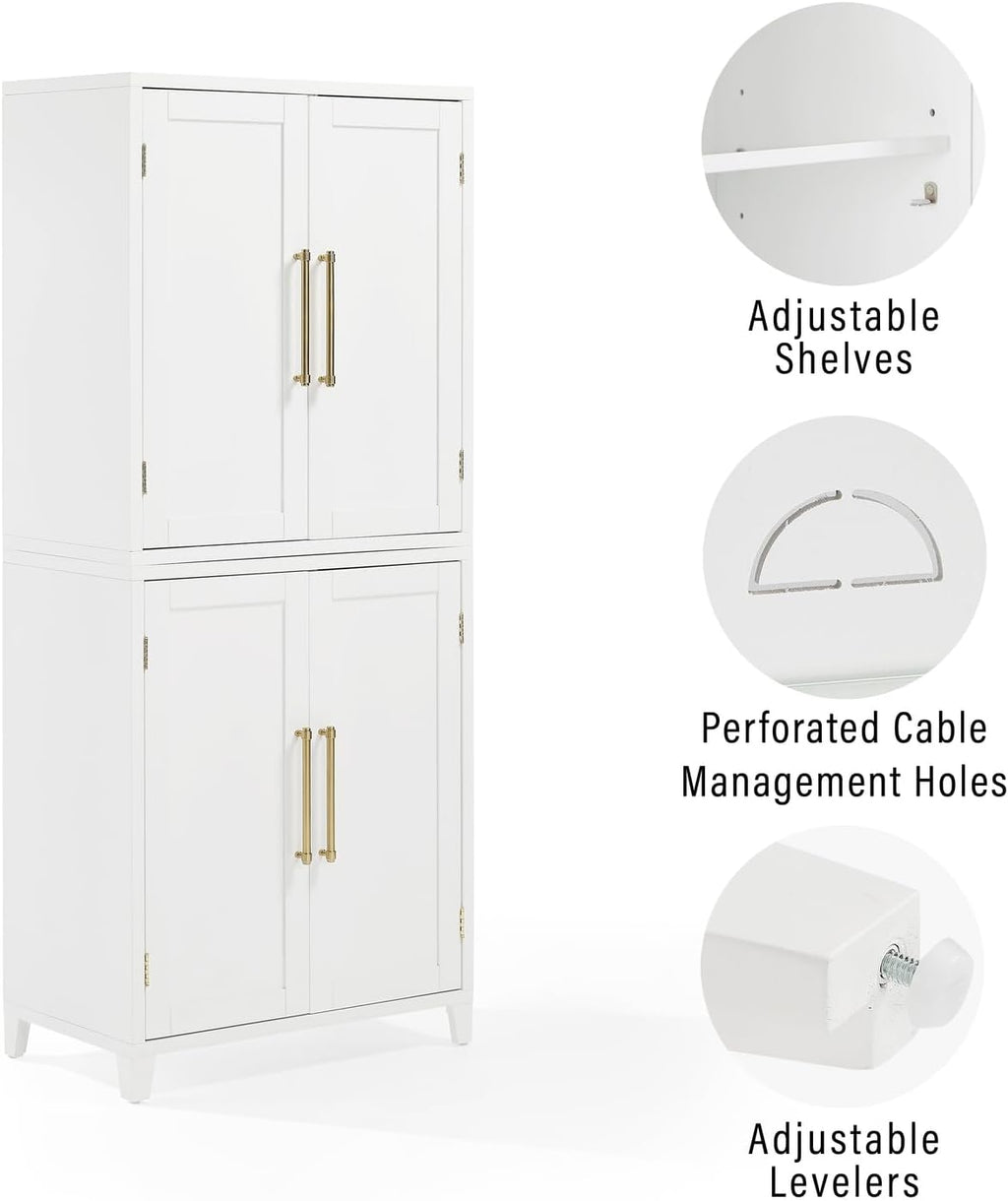 Maykoosh French Fabulous Roarke Kitchen Pantry Storage Cabinet - 15.75" D x 30" W x 70.63" H, Adjustable Shelf, Floor Mountable, Engineered Wood Finish