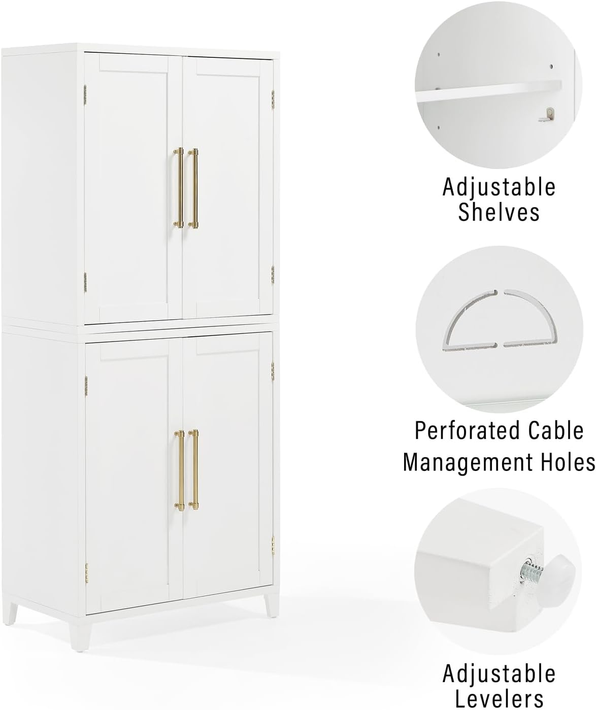 Maykoosh French Fabulous Roarke Kitchen Pantry Storage Cabinet - 15.75" D x 30" W x 70.63" H, Adjustable Shelf, Floor Mountable, Engineered Wood Finish