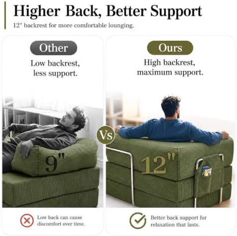GEARIVY Folding Sofa Bed Convertable Corduroy Couch King Size Floor Sleeper 4-in-1 DIY Combination Modular Sofa Fold Out Futon Lounge Comfy Foldable Lazy cama for Living Room