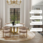 Khaki Velvet Barrel Dining Chairs Set of 2, Modern Upholstered Dining Room Chairs with Gold Metal Legs&Armrest, Boucle Dining Chair Kitchen Chair for Restaurant Banquet
