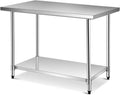Giantex 48 x 30 Inches Stainless Steel Work Table, Heavy Duty Commercial Kitchen Food Prep Table with Adjustable Under Shelf for Restaurant Garage Home Workstation