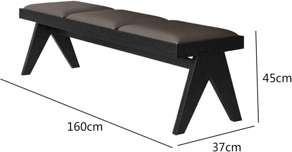 Modern Retro Wooden Upholstered Dining Table Cloakroom Shoe-Changing Stool Bedroom Bed-end Entryway(Large)