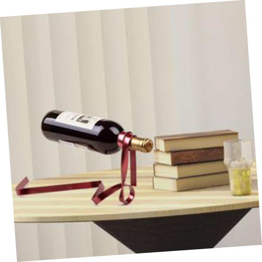 Color Ribbon Wine Rack Suspended Wine Shelf Tabletop Display Holder Personality Balance Bracket for One Bottle Modern Home Decor Kitchen Counter Living Room Restaurant