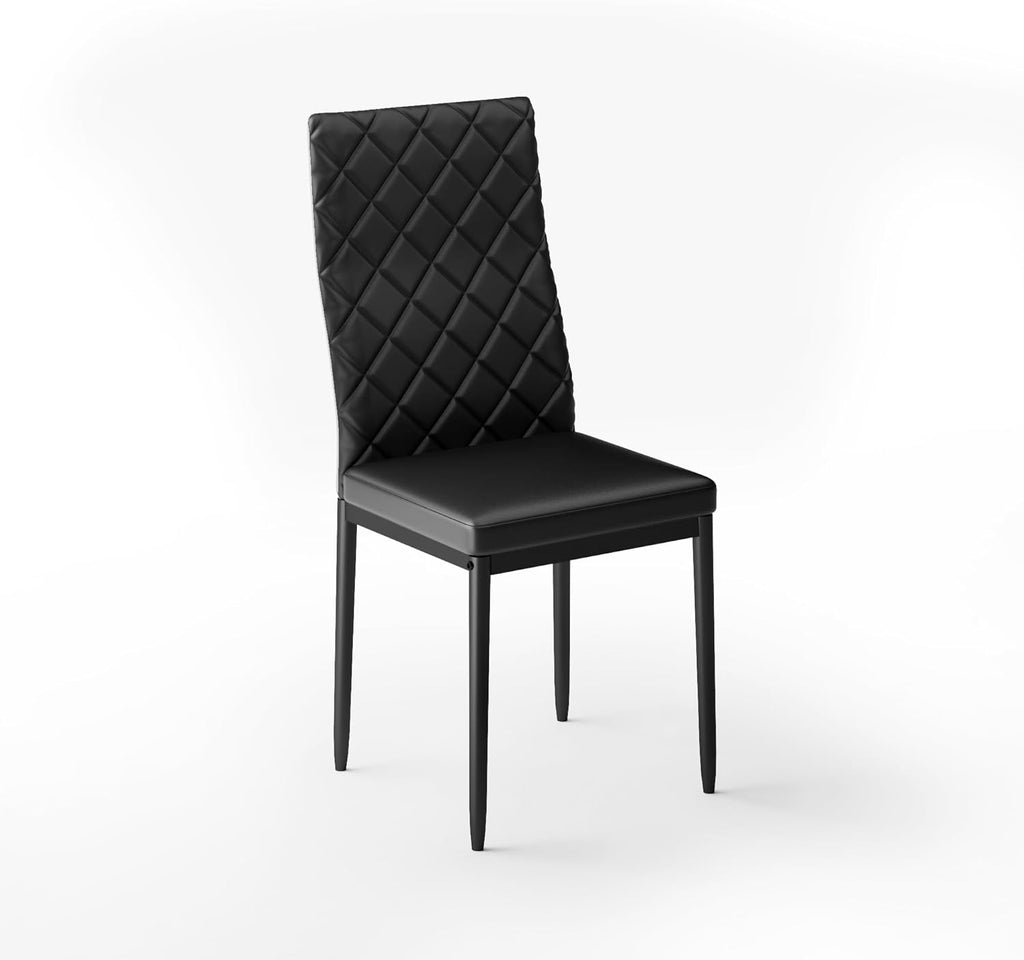 Modern Dining Chairs Set of 4, PU Leather & Curved Back, Black | Small Space, 38.2"H x 16.2 "W x 19.1" D, 330lbs Capacity, Thick Cushions Kitchen Chair, Dining Room, Living Room, Apartment