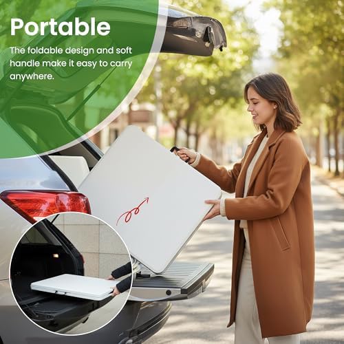6FT White Plastic Folding Table Heavy Duty Tables Set of 1 | HDPE Tabletop Fold-in-Half Portable Utility Foldable Carrying Handle for Party Picnic Dining Office Event Indoor & Outdoor