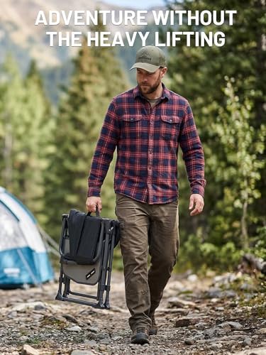 TIMBER RIDGE 400lbs Heavy Duty Camping Chair Portable Directors Chair | Folding Camp Chair with Side Table & Pocket Compact Size for Outdoor, Lawn, Sports and Fishing, Black