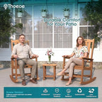 THOEOE Outdoor Rocking Chairs Set of 2, Oversized Patio Rocking Chair | HDPE Outdoor Rockers for Front Porch, Patio, Backyard, Balcony and Garden. All-Weather High Back Design, Wood