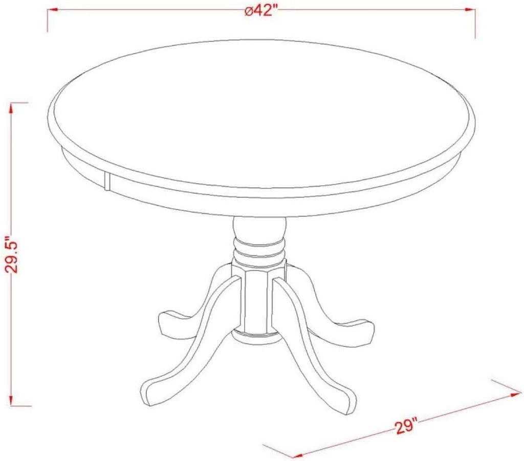 HomeStock 5 Piece Dinette Set for 4 Includes a Round Dining Table with Pedestal and 4 Dining Room Chairs, 42x42 Inch,Mahogany