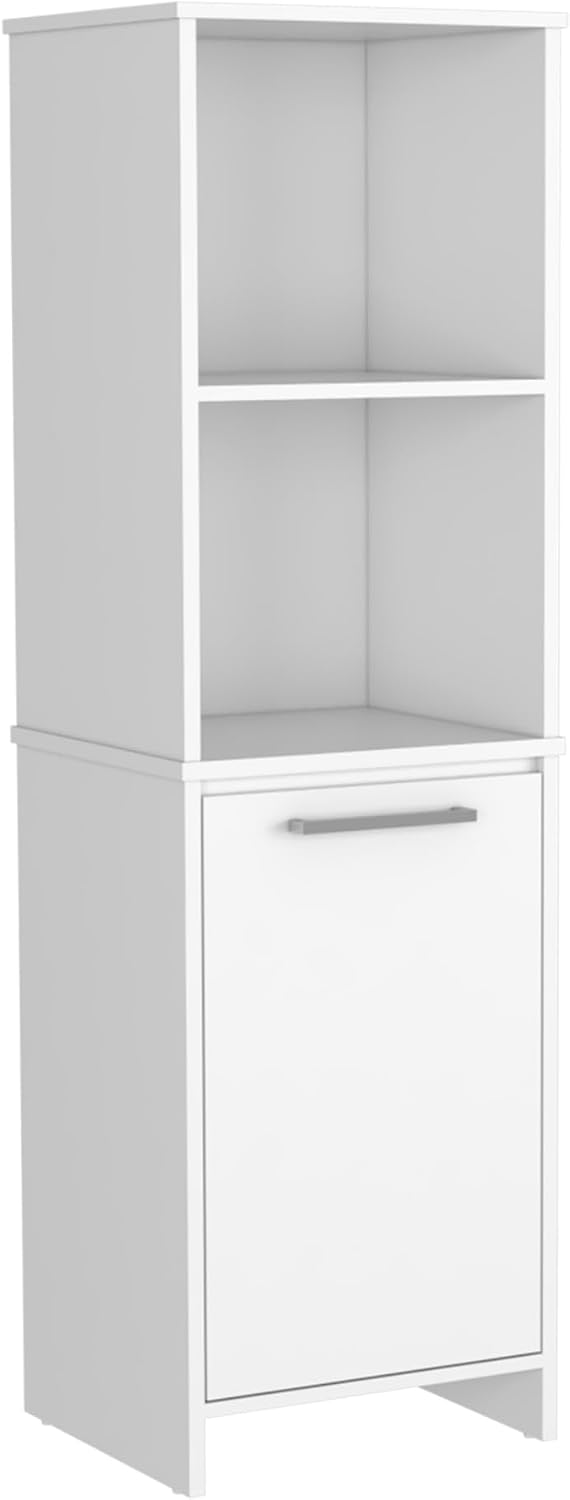 Kitchen Pantry Feery, Single Door Cabinet, Interior and External Shelves, White Finish