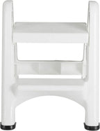 Rubbermaid FG420903WHT EZ Two Step Durable Folding Plastic Ladder Step Stool with Skid Resistant Foot Pads, White (2 Pack)