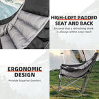 2 PCS Oversized Rocking Camping Chair for Adults - 400lbs Capacity Padded Camp Chair, Portable Foldable Outdoor Rocker Chair for Camping, Backyard, Patio (Black & Gray)