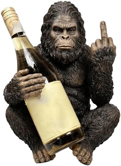 Bigfoot Middle Finger Wine Bottle Holder, Funny Middle Finger Bigfoot Wine Holder Decor, Single Wine Bottle Animal Wine Rack, for Party Tabletop Countertops Kitchen Decoration