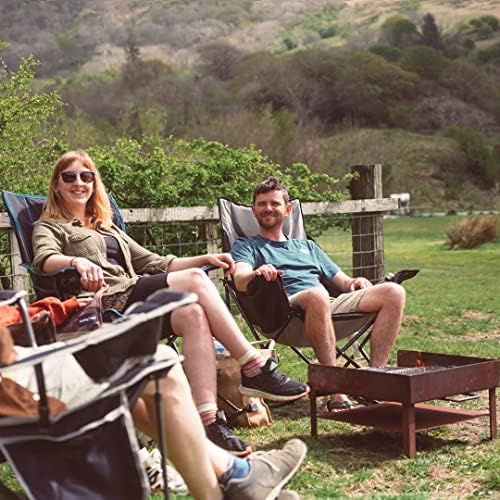 SUNNYFEEL Oversized Folding Rocking Camping Chair for Adults, 500lbs Grey | Heavy Duty Outdoor Rocker Camping Chairs, High Back Padded Lawn Recliner with Side Pocket & Carry Bag