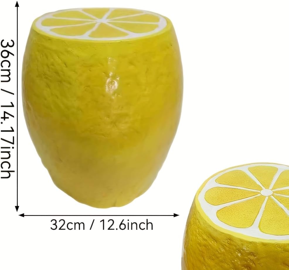 Fruit-Inspired Stool,End Table:Multi-Functional Furniture–as Seating,Stylish Side Table,Home Decor Plant Stand (Yellow Lemon, Inches, 14.17, Inches, 12.60, Inches, 12.60)