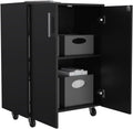 Storage Cabinet Lions, Double Door and Casters, Black Wengue Finish