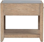 Pemberly Row 3-Piece Coffee Table Set, Rubberwood with Split Heart Cathedral White Oak Veneers, Nutmeg Finish, Includes Cocktail Table with Casters & 2 End Tables with Drawers, Tile Insert Tops for