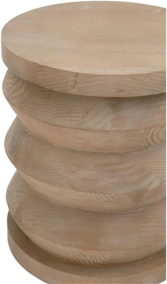 Pemberly Row Modern Transitional Accent Table, Smoke Gray Finish, Solid Reclaimed Pine Wood, Cylindrical Design, Compact 19.25"H x 16.5"W x 16.5"D, Ideal for Small Spaces and Versatile Decor Styles