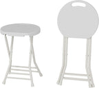 Garvee Folding Stool, Backless 18-Inch Stool, Portable with Handle, Foldable Bar Stool, Anti-Slip Feet, 600Lbs Capacity, for Bar Stools Kitchen Home Indoor and Outdoor Use (White-2, 18)