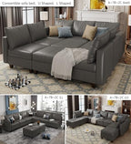 EASE MOOSE Faux Leather Sectional Modular Couch Sleeper Sectional Sofa | Faux Leather Modular Sectional sofa with Storage, Material Scratch Resistant ,Convertible sofa bed,Freely combinable