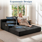 Convertible Sofa Bed,Small Couch & Loveseat,Pull Out Couch Bed for Small Spaces,Premium Luxe Corduroy Folding Floor Futon Sleeper with Side Pocket & 2 Pillows, No Assembly Required