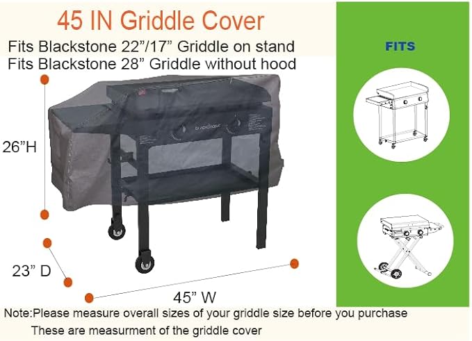 RPET Fabric Cover for Blackstone 22" and 28" Single Shelf Griddle Cover, Black；