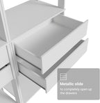 Madesa Kitchen Pantry Storage Rack with 4 Drawers, 5 Shelves and Hanging Space 55" L Multiuse Modular Cabinet for Kitchen Organization - White