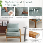 VINGLI Upgraded Premium Corduroy Accent Chair,Upholstered Arm Chair,Solid Wood Comfy Reading Chair with Pillow, Mid Century Modern Chairs for Living Room,Bedroom,Guest Room,Light Teal