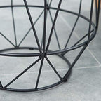 Telephone Table, Round Industrial Side Table,Telephone Table,Office Hallway Or Living Room,Wood Look with Metal Frame (Color:Wood,Size:17.7117.7121.65in)