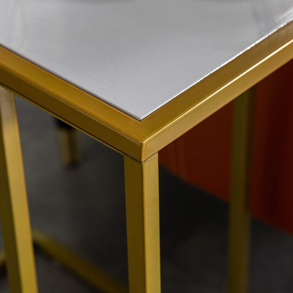 End Table,C Shaped Side Table for Couch,Sofa Table with Metal Frame,Overbed Table for Coffee Drink Snack,Couch Tray Table for Small Spaces,Living Room,Bedroom